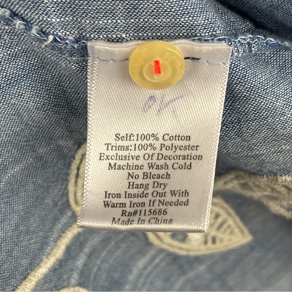 JOHNNY WAS EMBROIDERED COTTON BUTTON DOWN SHIRT - Picture 13 of 15